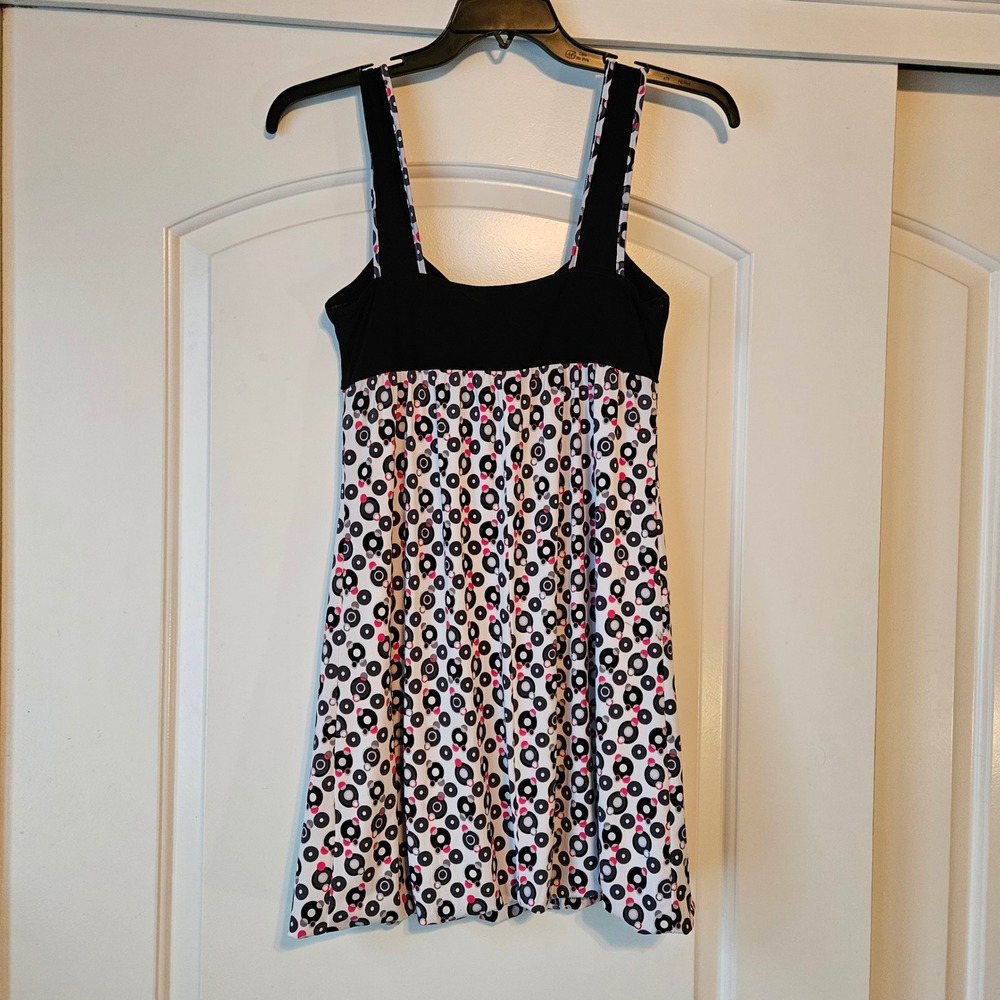 Wrapper Dress Sleeveless Babydoll‎ Empire Waist Y2K Juniors Medium Pink Black
